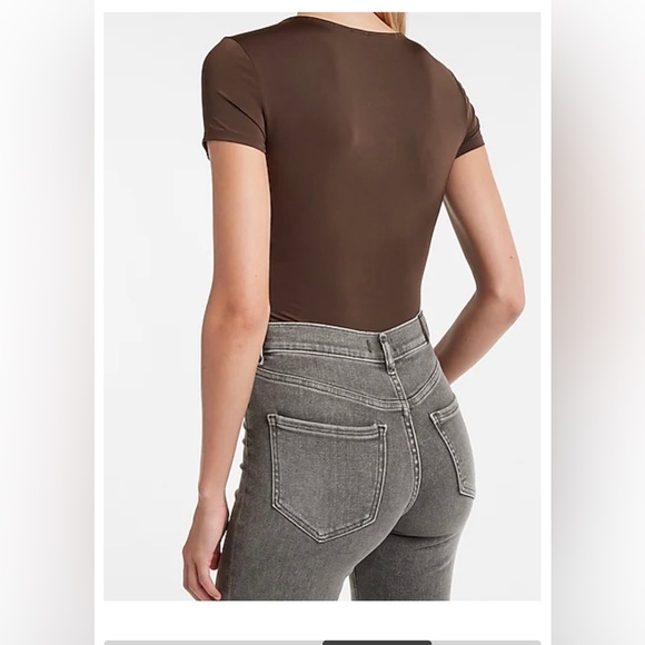 Body Contour Double Layer Scoop Neck Thong Bodysuit - Picture 3 of 4